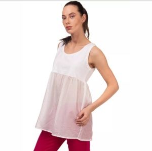 NWT$150 Blu Bianco White Silk Sheer Babydoll Top